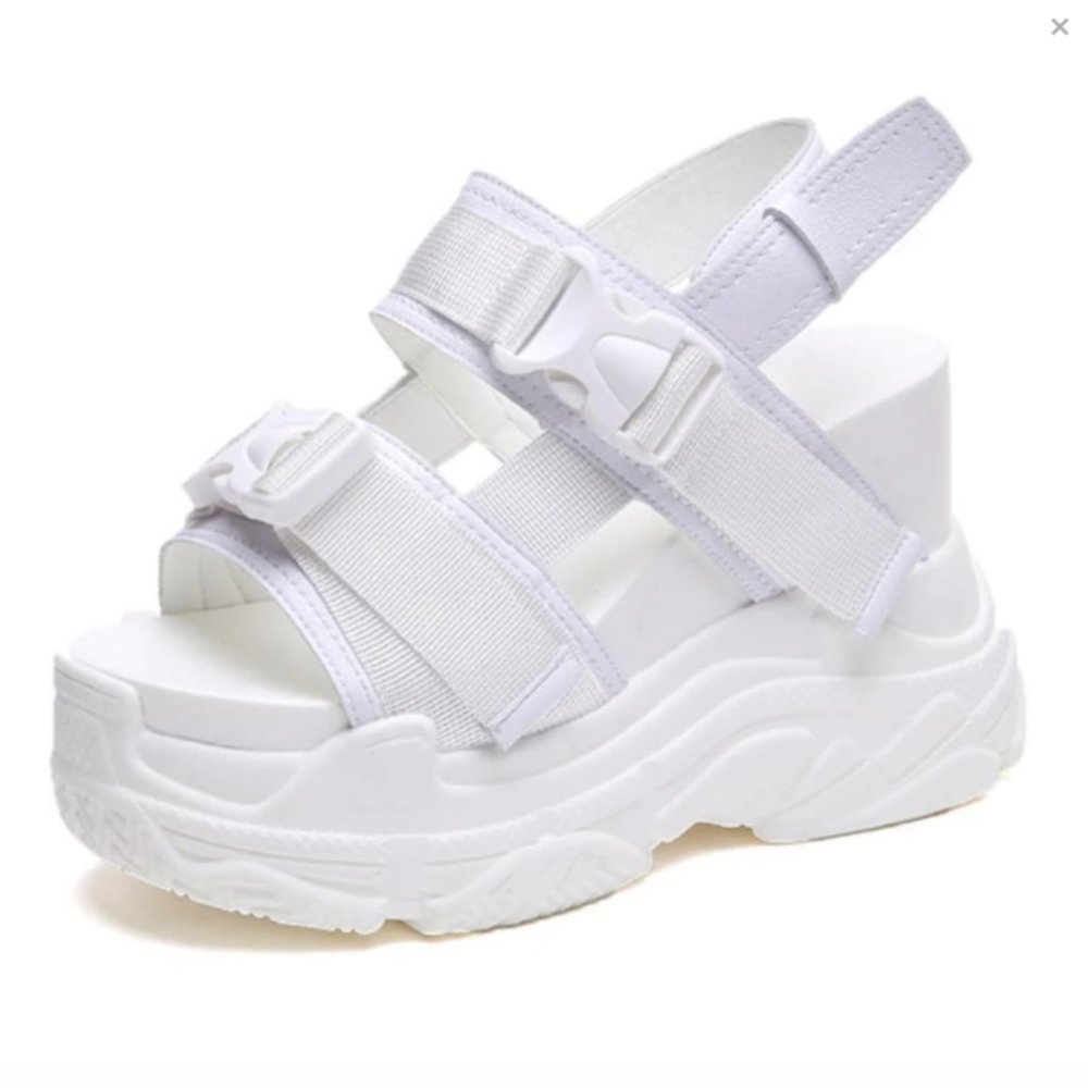 White platform sandals